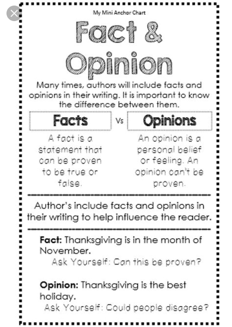 Fact and Opinion Mrs. Maunz's Class